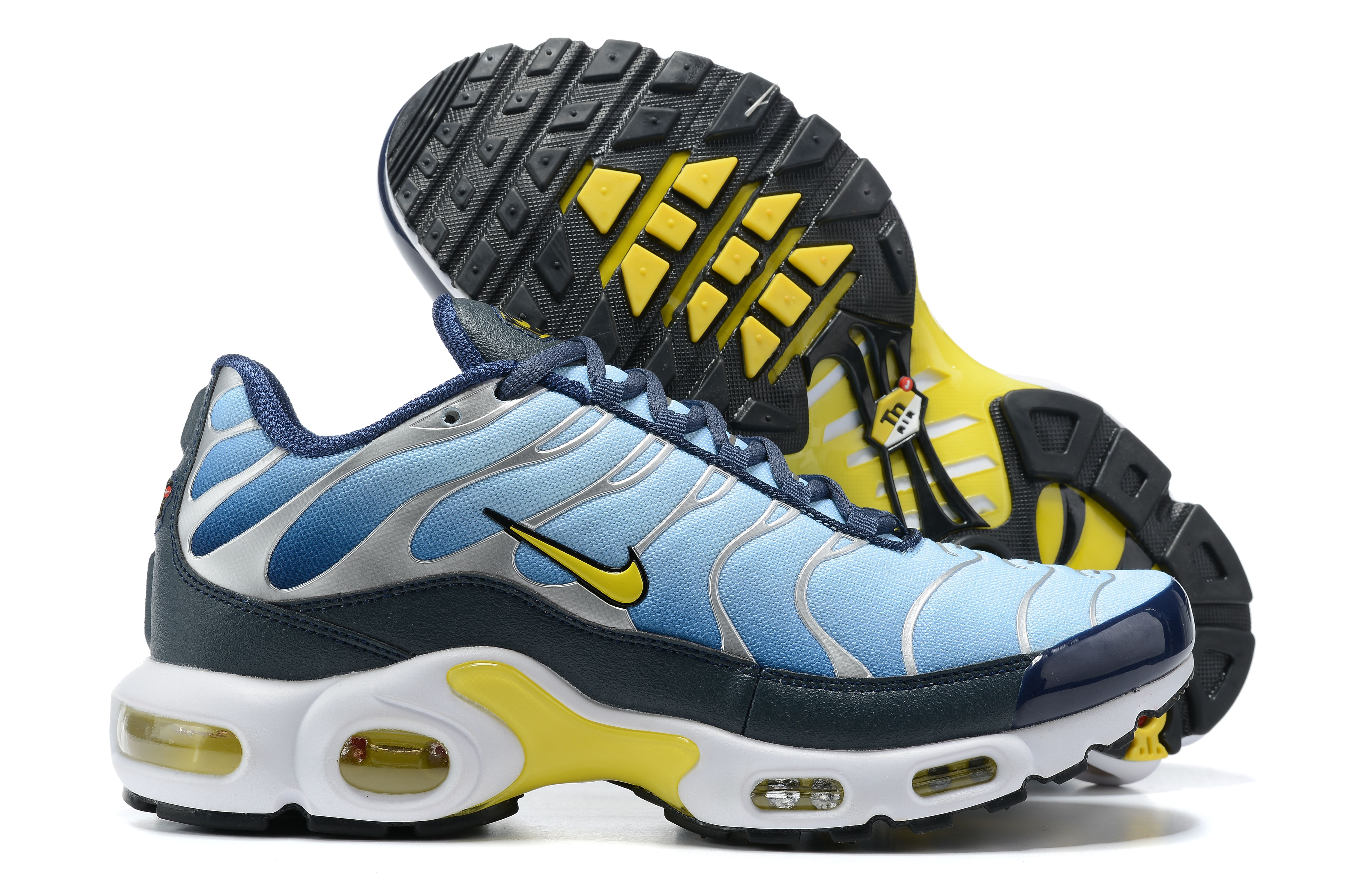 2021 New Nike Air Max Plus Light Blue Yellow White